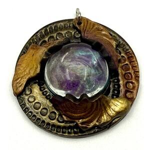 Polymer Clay Artisan Layered Pendant Maia Horvath Signed Wearable Art Jewelry